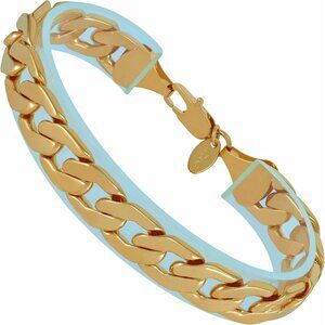 Unisex 11mm Gold Plated Cuban Link Chain Bracelet for Men Women Teens 9 Inch